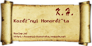 Kozányi Honoráta névjegykártya
